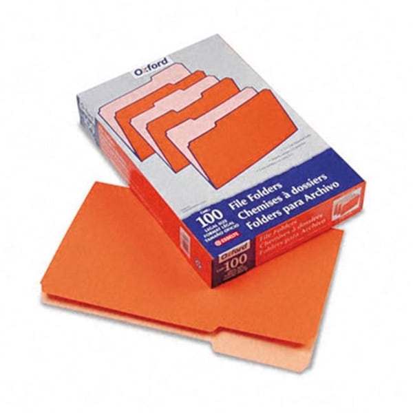 Pendaflex 1531/3ORA Two-Tone File Folders- 1/3 Cut- Top Tab- Legal- Orange/Light Orange- 100/Box